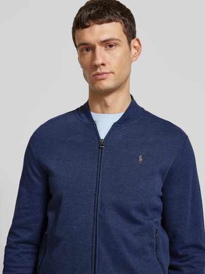 Polo Ralph Lauren Sweatjacke mit Logo-Stitching Modell 'BOMBER' Marine Melange 3