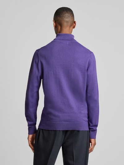 s.Oliver RED LABEL Regular Fit Rollkragenpullover aus Baumwolle mit gerippten Abschlüssen Lila 5