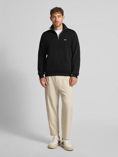 Lacoste Bluza z kołnierzem o kroju regular fit z czystej bawełny Czarny 1