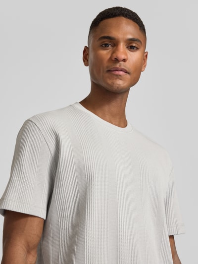 BOSS Regular Fit T-Shirt mit mit Waffelstruktur Modell 'STRUCTURE' Hellgrau 3
