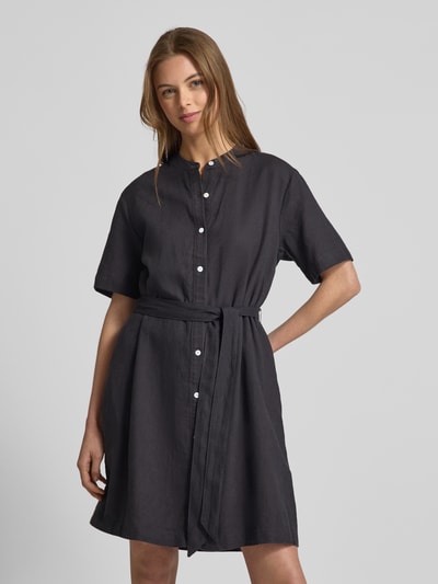 MSCH Copenhagen Knielanges Leinenkleid mit Stehkragen Modell 'Pennie Ginia' Anthrazit 4