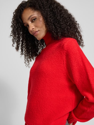 Jake*s Casual Sweter z dzianiny ze stójką Wiśniowy 3