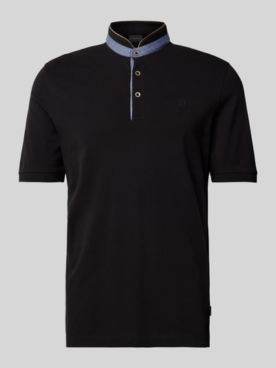 bugatti Regular Fit Poloshirt mit Stehkragen Black 1