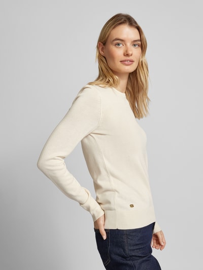 Lauren Ralph Lauren Strickpullover mit geripptem Rundhalsausschnitt Modell 'SHAVONNE' Offwhite 3