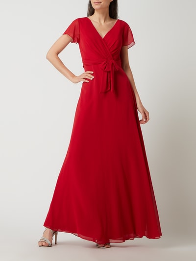 Christian Berg Cocktail Abendkleid aus Chiffon  Rot Melange 1