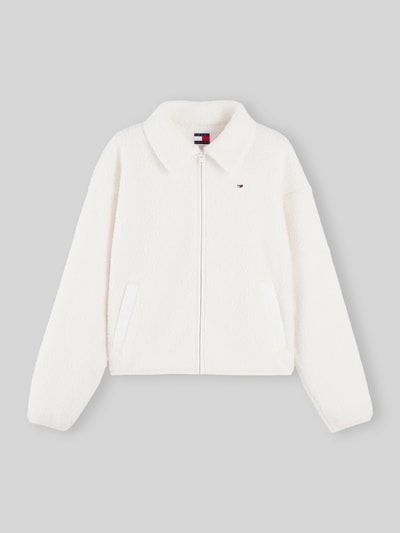 Tommy Jeans Boxy Fit Teddyjacke mit Label-Patch Weiss 2