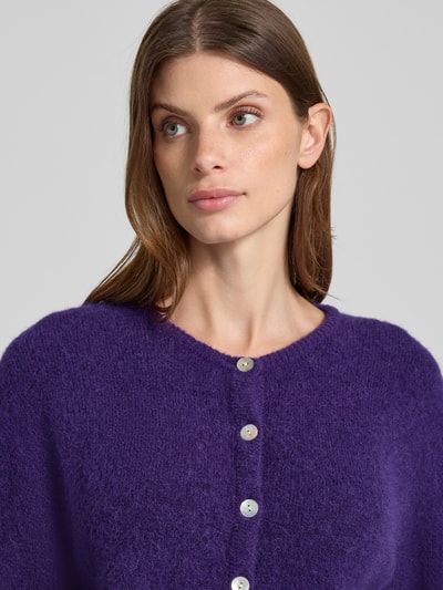 American Vintage Gebreid jack van alpacamix met ronde hals, model 'VITOW' Paars - 3