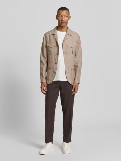 Zuitable Hemdjacke aus Leinen mit Pattentaschen Beige 1