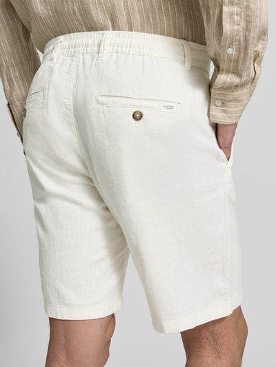 Selected Homme Slim Fit Bermudas aus Baumwoll-Leinen-Mix Modell 'BRODY' Weiss 3