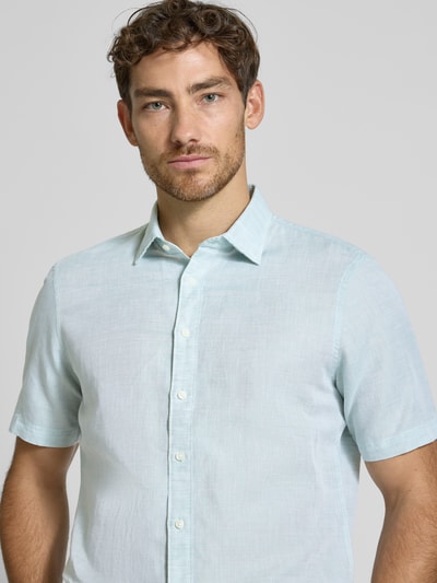 Jake*s Slim Fit Leinenhemd mit Knopfleiste Mint 3