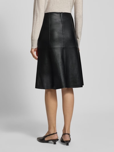 s.Oliver BLACK LABEL Knielange rok in kunstleerlook Zwart - 5