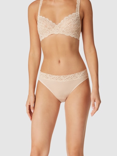 Hanro Slip van katoen met kant, model 'Moments' Beige - 1