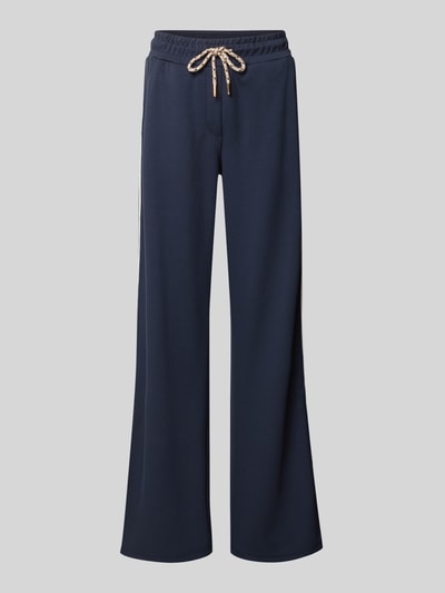 Produktfoto, Sweatpants aus Viskose-Mix mit weitem Bein von Betty Barclay, Dunkelblau, elastischer Bund, Tunnelzug, Eingrifftaschen, Damen, Stretch-Anteil