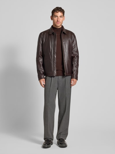 SELECTED HOMME Regular fit coltrui van zuivere merinowol, model 'TRAY' Donkerbruin - 1