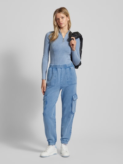 Hugo Blue Tapered fit sweatbroek in cargolook, model 'Nafilia' Jeansblauw - 1