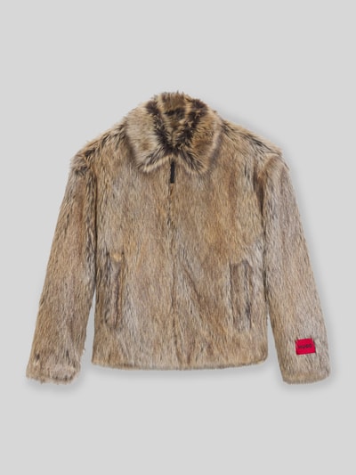 HUGO Relaxed fit jack van imitatiebont met kanten kraag, model 'BRYAN2541' Beige - 2