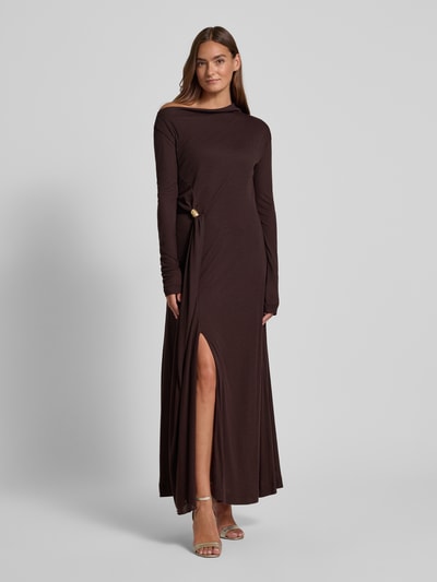 BOSS Getailleerde gebreide jurk van een mix van lyocell en kasjmier, model 'EVARGO' Aubergine - 1