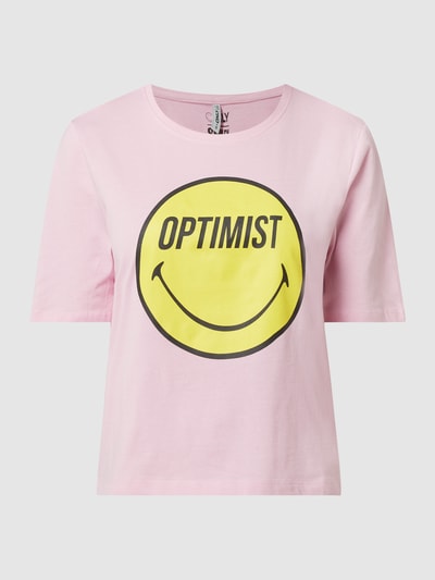 Only T-Shirt aus Bio-Baumwolle Modell 'Smiley'  Pink 2