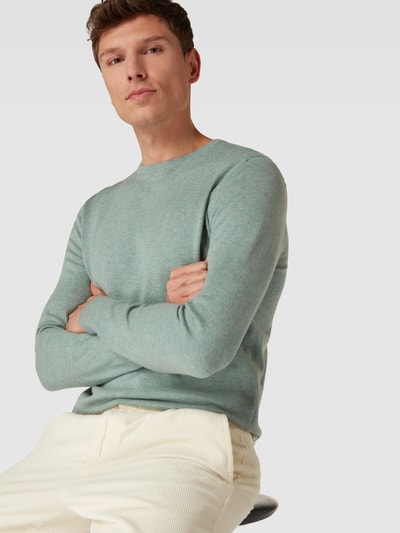 Tom Tailor Strickpullover mit Logo-Stitching Modell Mint Melange 3