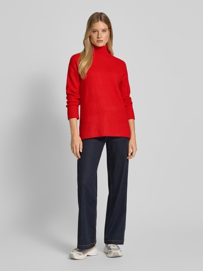 B.Young Oversized gebreide pullover met ribboorden, model 'Olma' Rood - 1