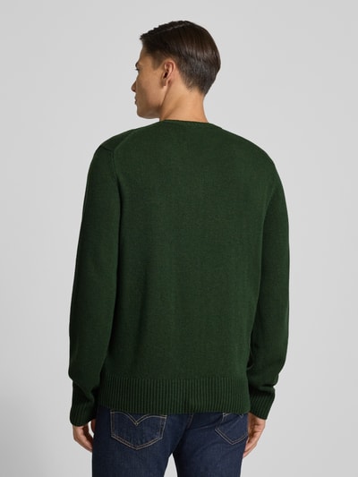 Lacoste Regular fit gebreide pullover van pure wol Donkergroen - 5