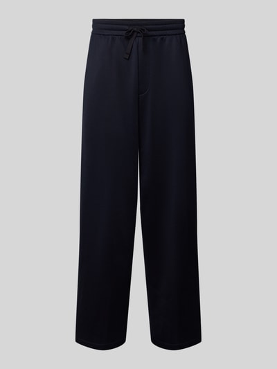 Produktfoto, Wide Fit Jogginghose mit elastischem Bund von Armani Exchange in dunklem Blau, Baumwoll-Mix, Eingrifftaschen, Tunnelzug, Gesäßtaschen, Innenbeinlänge 80 cm, Herrenmode