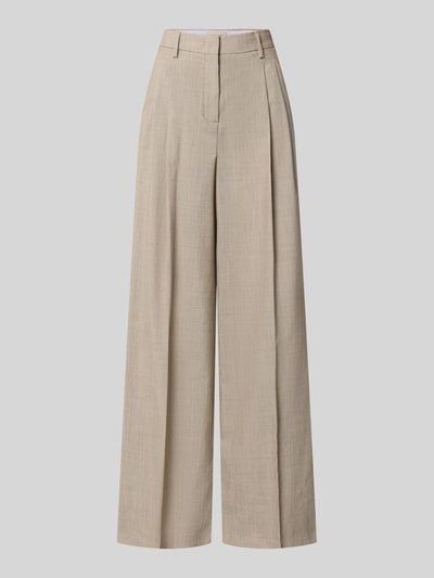 Productfoto, Regular Fit wijdte broek uit zuivere scheerwol model 'OVVIO' van Weekend Max Mara, beige, gladde textuur, Dames wijdte broek.