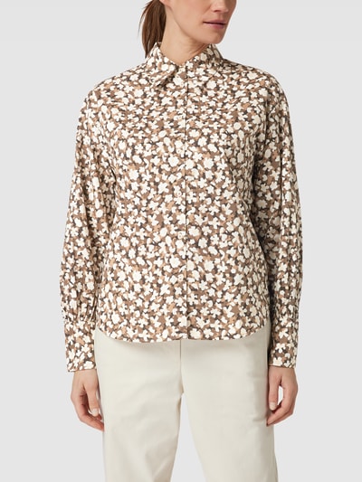 Marc O'Polo Overhemdblouse met all-over motief Middenbruin - 4