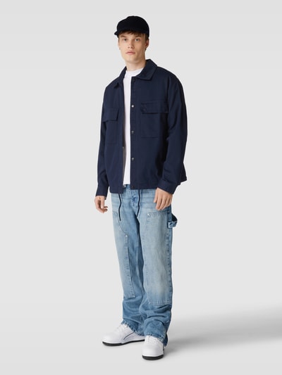 Tom Tailor Denim Relaxed fit overhemdjack met drukknoopsluiting Donkerblauw - 1