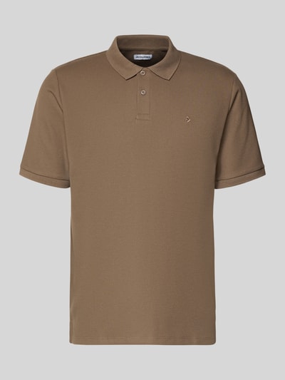 JACK & JONES koszulka polo o kroju regular fit z fakturowanym wzorem model 'AUSTIN' Szarobrązowy 2