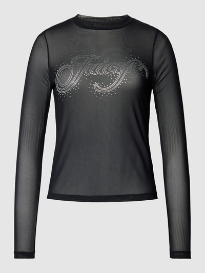 Juicy Couture Semi-transparant shirt met lange mouwen en labelopschrift van strass-steentjes, model 'RAHEEM' Zwart - 2