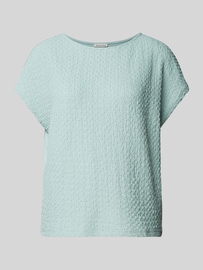 Tom Tailor T-Shirt in unifarbenem Design mit Strukturmuster Mint 2