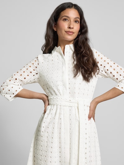 Milano Italy Sukienka midi z ażurowym wzorem Złamany biały 3