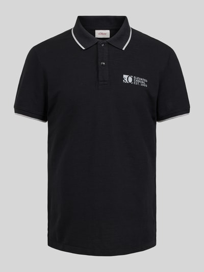 s.Oliver RED LABEL Koszulka polo o kroju regular fit z nadrukiem z logo Czarny 2