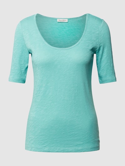 Marc O'Polo T-shirt met geribde boothals Turquoise - 2