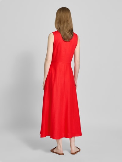 Christian Berg Cocktail Getailleerde cocktailjurk van een mix van linnen en viscose Rood gemêleerd - 5