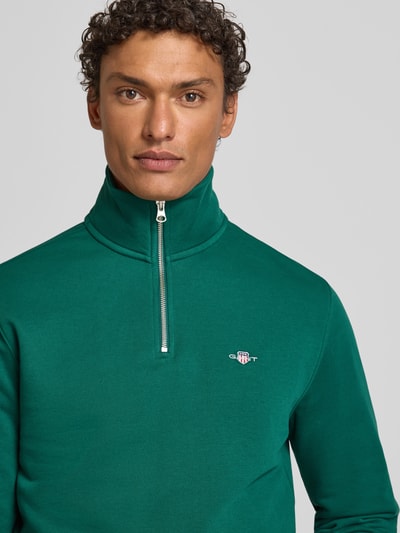 GANT Sweatshirt mit Stehkragen und Reißverschluss Dunkelgruen 3