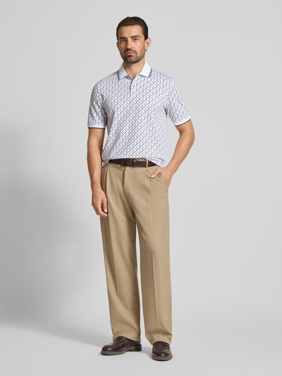 bugatti Regular Fit Poloshirt im Allover-Look Weiss 1