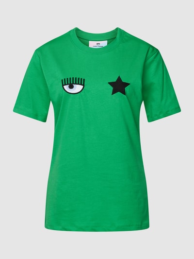 Chiara Ferragni T-shirt z wyhaftowanym z motywem model ‘EYE STAR’ Trawiasty zielony 2