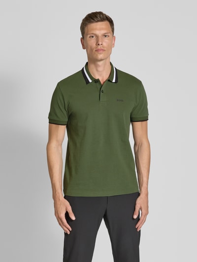BOSS Green Regular Fit Poloshirt mit Label-Print Modell 'Paddy' Dunkelgruen 4