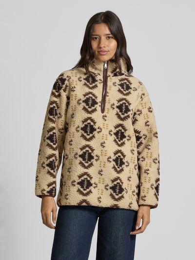 B.Young Fleecepullover met opstaande kraag, model 'Cillan Pile Jacket' Beige gemêleerd - 4