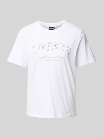 Pieces T-shirt o kroju regular fit z czystej bawełny model ‘TARA’ Biały 2