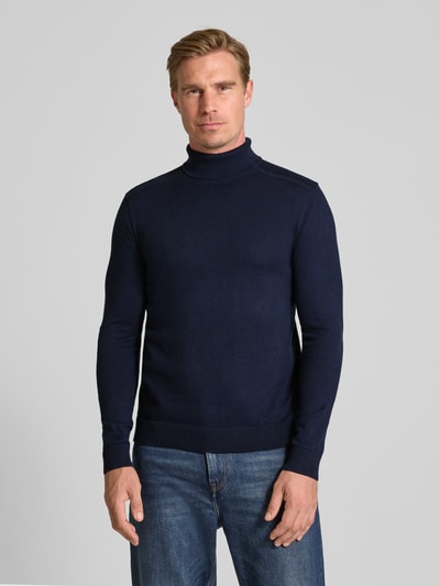 SELECTED HOMME Rollkragenpullover mit gerippten Abschlüssen Dunkelblau 4