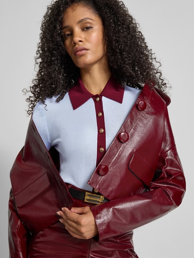 Self-Portrait Bodysuit mit Umlegekragen Hellblau 3