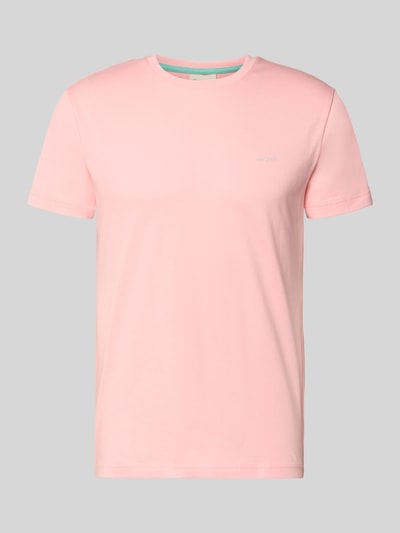 Produktfoto, T-Shirt mit Label-Detail von Gant aus reiner Baumwolle in Hellrosa, gerader Schnitt, Rundhalsausschnitt, glatte Textur