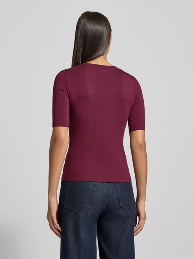 HUGO Slim fit T-shirt van katoenmix, model 'DARNELIA' Bordeaux - 5