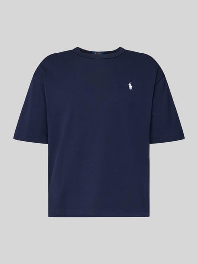 Produktfoto, Relaxed Fit T-Shirt aus reinen Baumwolle van Polo Ralph Lauren, donkerblauw, effen, fijnrib, logo detail, korte mouwen