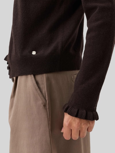 Brax Slim Fit Strickjacke aus Schurwoll-Kaschmir-Mix Modell 'ANN' Dunkelbraun 3