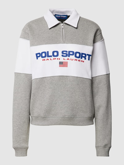 Polo Sport Sweatshirt in Two-Tone-Machart Hellgrau 2