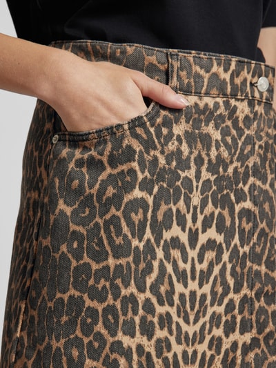 Neo Noir Jeansrok met dierenprint, model 'Kendra Leopard' Beige - 3